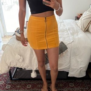 Zip Up Yellow Mini Skirt